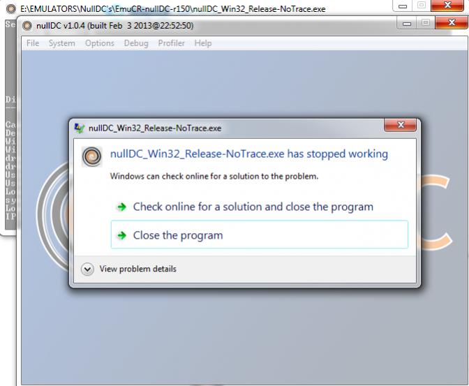 nulldc windows 10 crash
